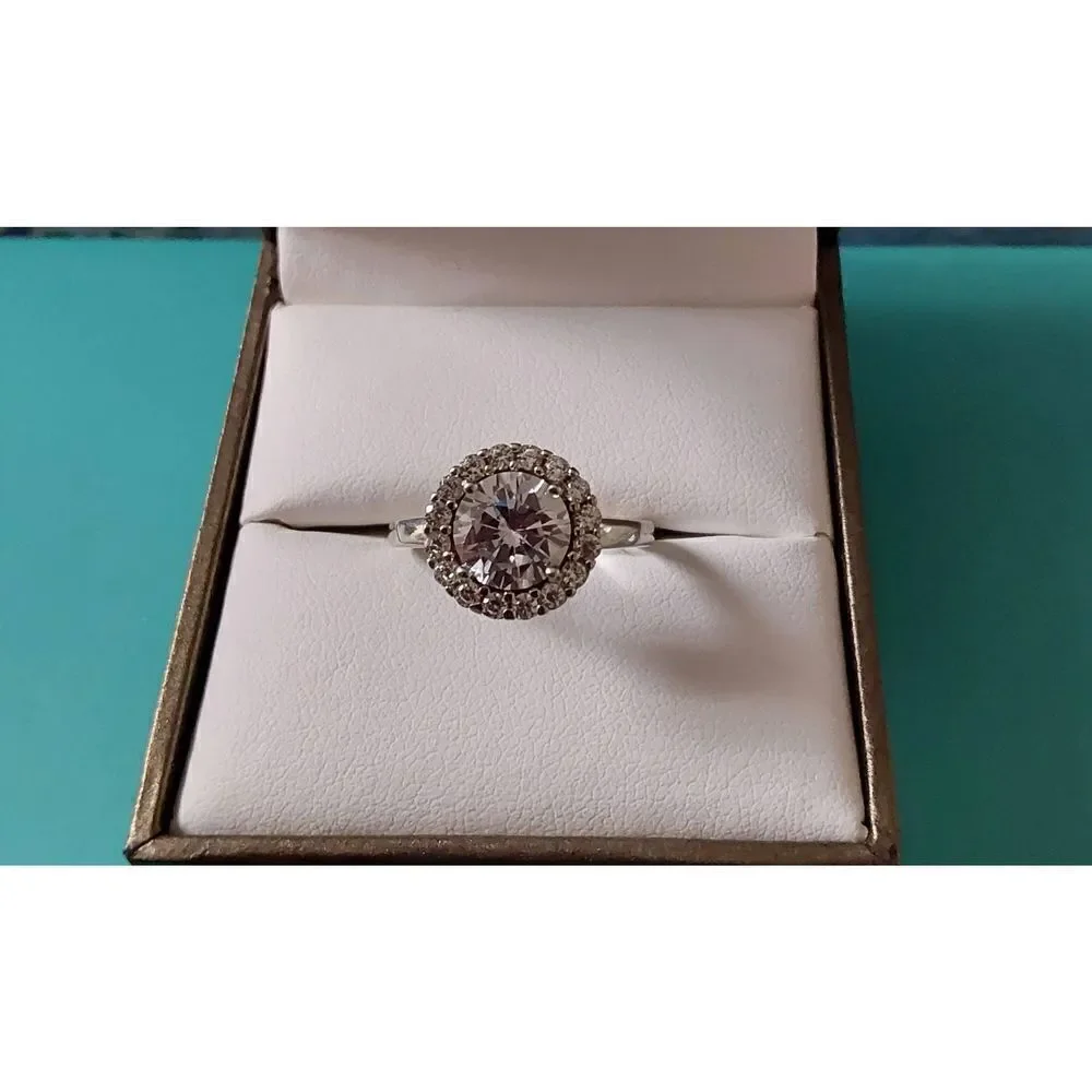 Gorgeous 3 Ct. Round Cut Sim Diamond Halo Engagement/Bridal Ring Sz 8~.925SS